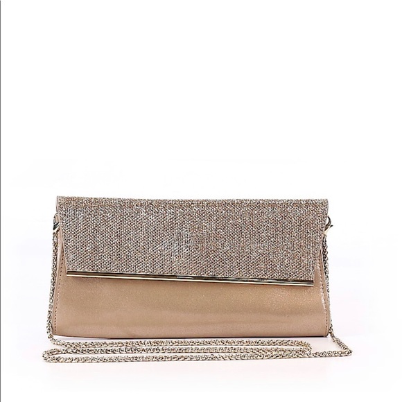 White House Black Market Gold Metallic Clutch